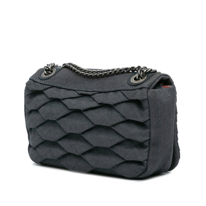 Chanel Sac Small Pleated Denim Scale Effect Turtle Flap