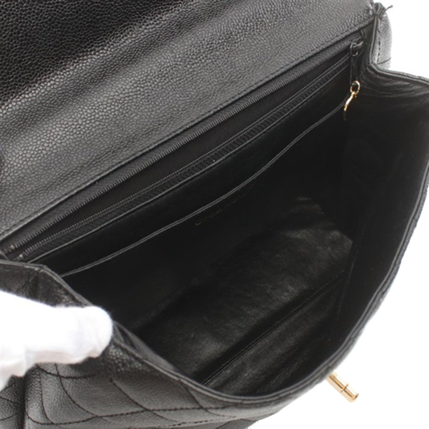 Black Chanel Caviar Kelly Top Handle Bag