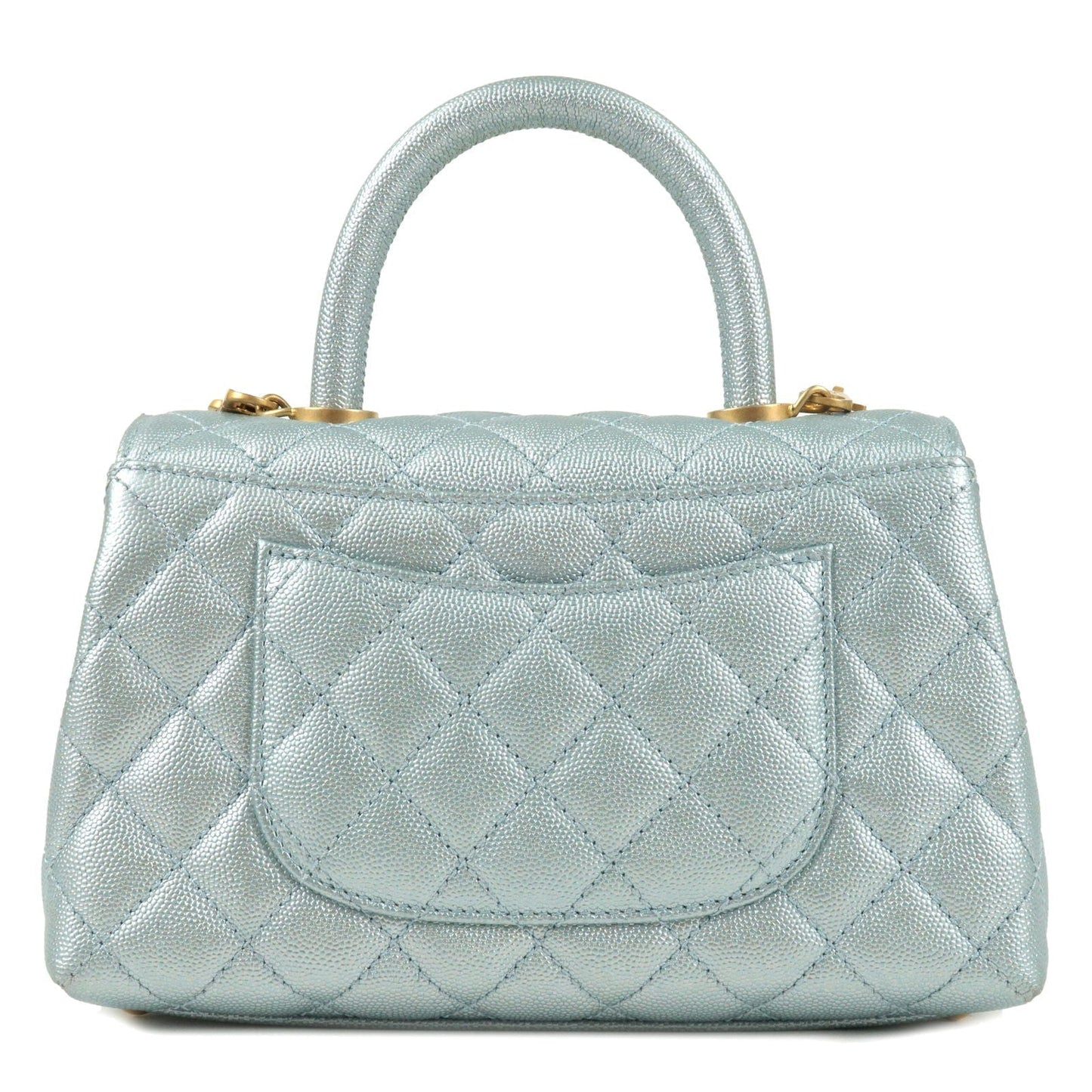 CHANEL Matrasse Caviar Skin COCO Handle 2Way Bag Light Blue A92990
