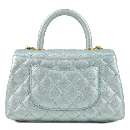 CHANEL Matrasse Caviar Skin COCO Handle 2Way Bag Light Blue A92990