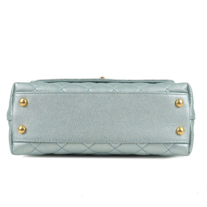 CHANEL Matrasse Caviar Skin COCO Handle 2Way Bag Light Blue A92990