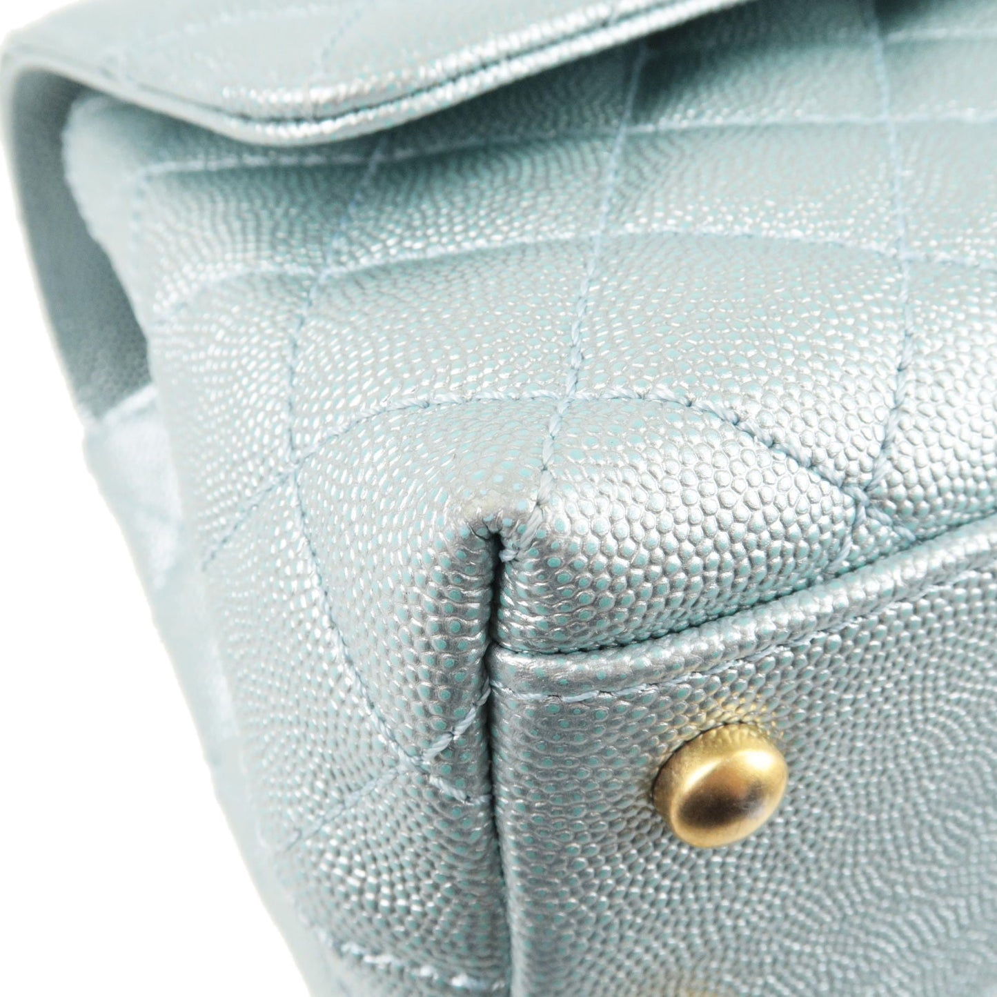 CHANEL Matrasse Caviar Skin COCO Handle 2Way Bag Light Blue A92990