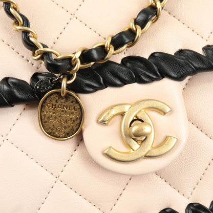 CHANEL Matelasse Lamb Skin Chain Shoulder Bag Pink Black