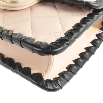 CHANEL Matelasse Lamb Skin Chain Shoulder Bag Pink Black