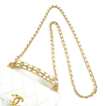 CHANEL Matelasee Caviar Skin 2Way Chain Shoulder Bag White