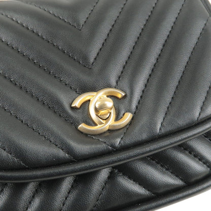 CHANEL V Stitch Lamb Skin 2Way Chain Shoulder Bag Black