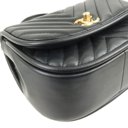 CHANEL V Stitch Lamb Skin 2Way Chain Shoulder Bag Black