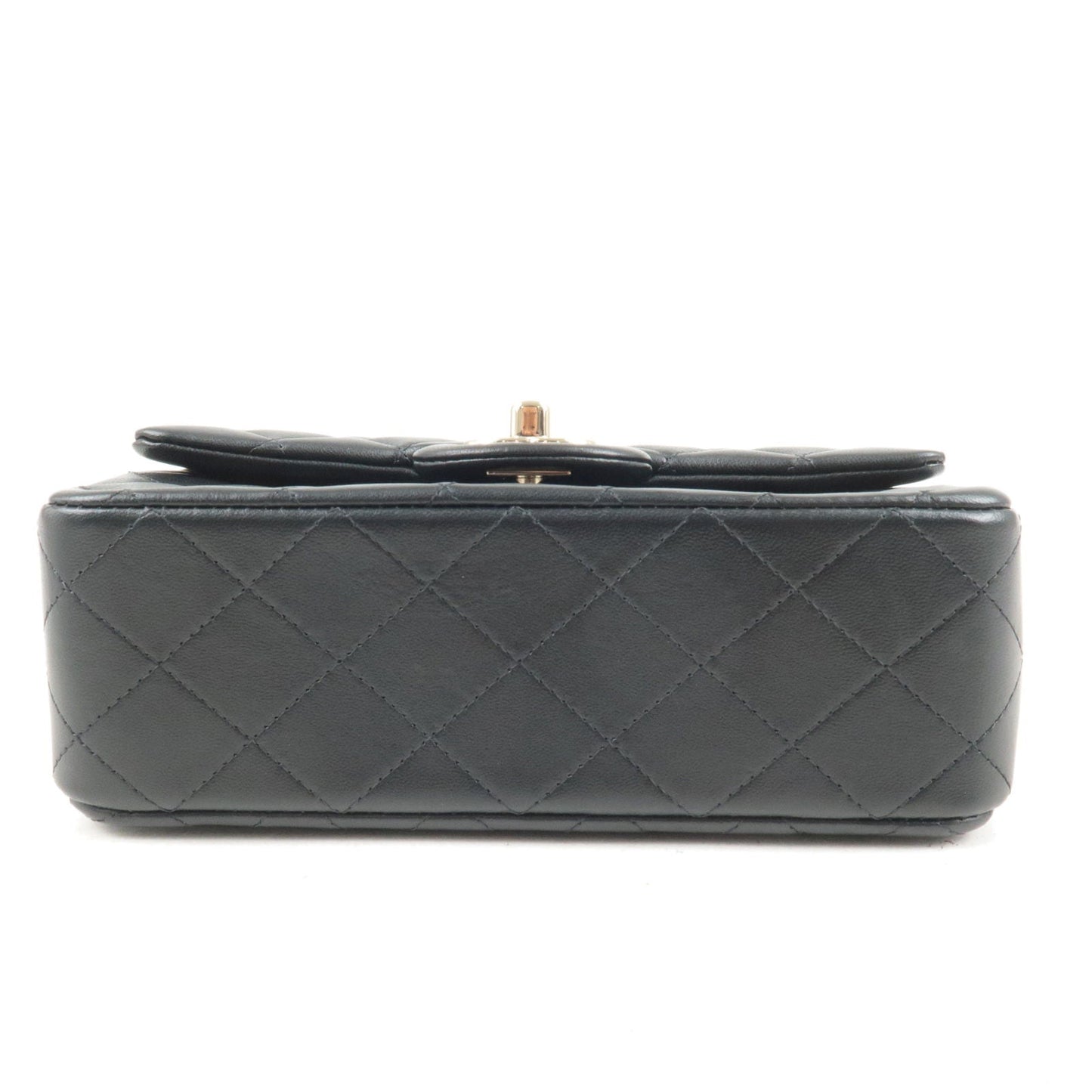CHANEL Matelasse Lamb Skin Top Handle Mini Flap 2way Bag Black