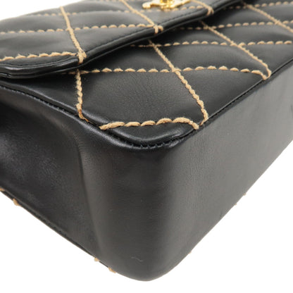 CHANEL Wild Stitch Matelasse Lamb Skin Chain Shoulder Bag A14687