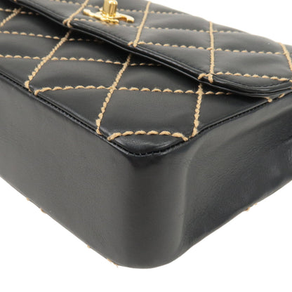 CHANEL Wild Stitch Matelasse Lamb Skin Chain Shoulder Bag A14687