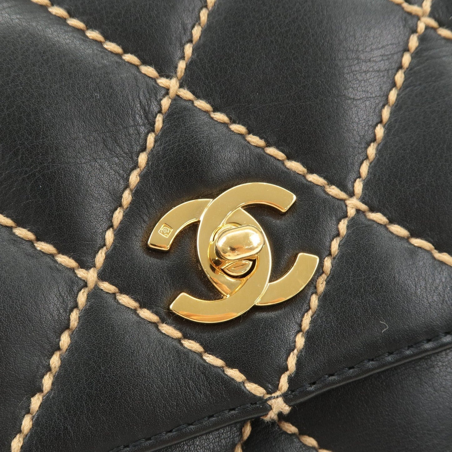CHANEL Wild Stitch Matelasse Lamb Skin Chain Shoulder Bag A14687