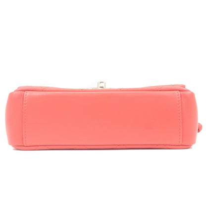 CHANEL Mini Matelasse Lamb Skin Chain Shoulder Bag Pink Gold