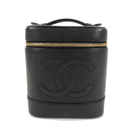 CHANEL Caviar Skin Vanity Bag Hand Bag Black A01998