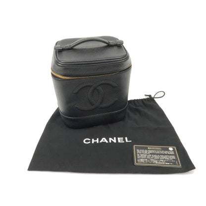 CHANEL Caviar Skin Vanity Bag Hand Bag Cosmetic Bag Black A01998