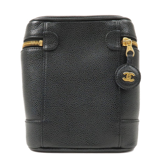 CHANEL Caviar Skin Vanity Bag Hand Bag Cosmetic Bag Black A01998