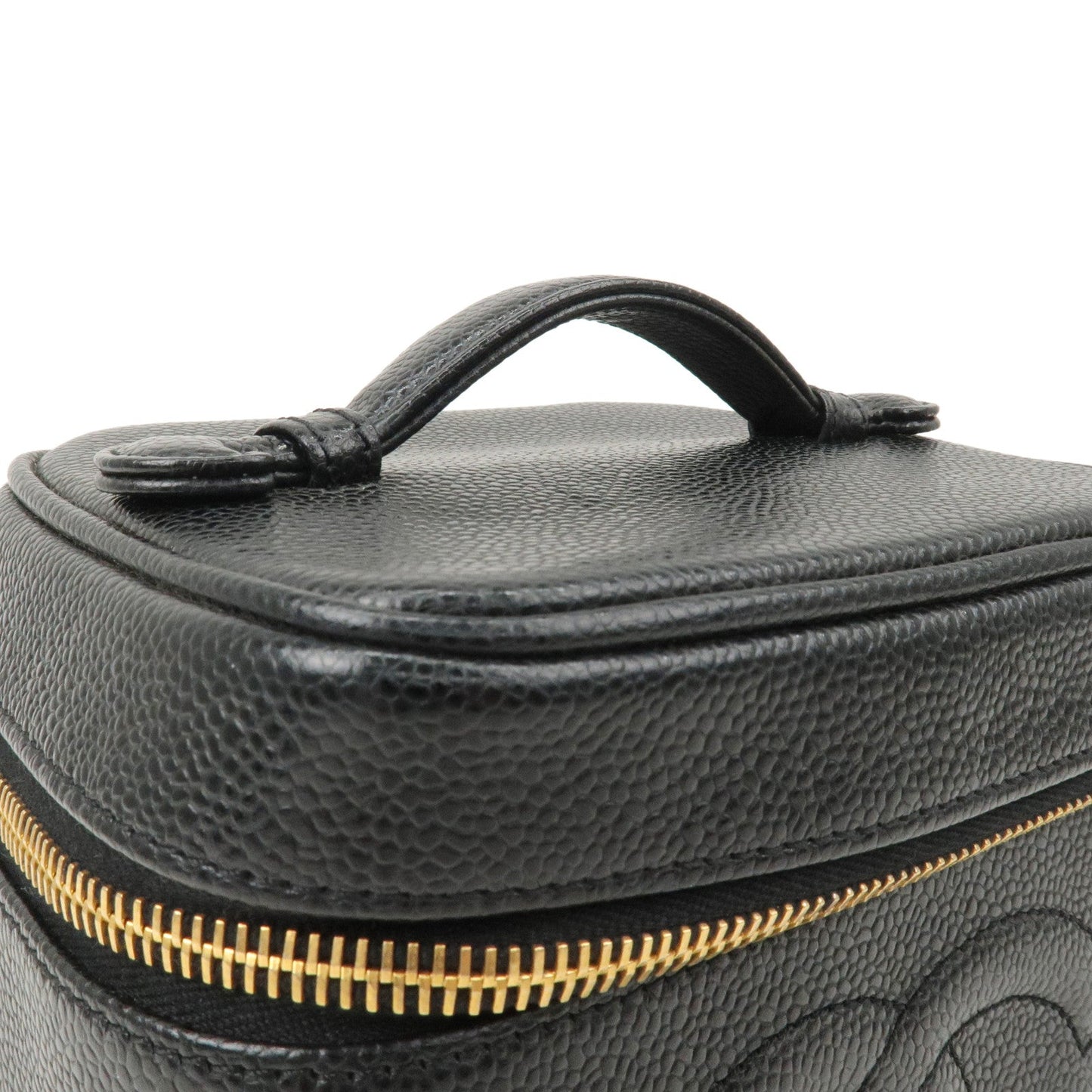 CHANEL Caviar Skin Vanity Bag Hand Bag Cosmetic Bag Black A01998