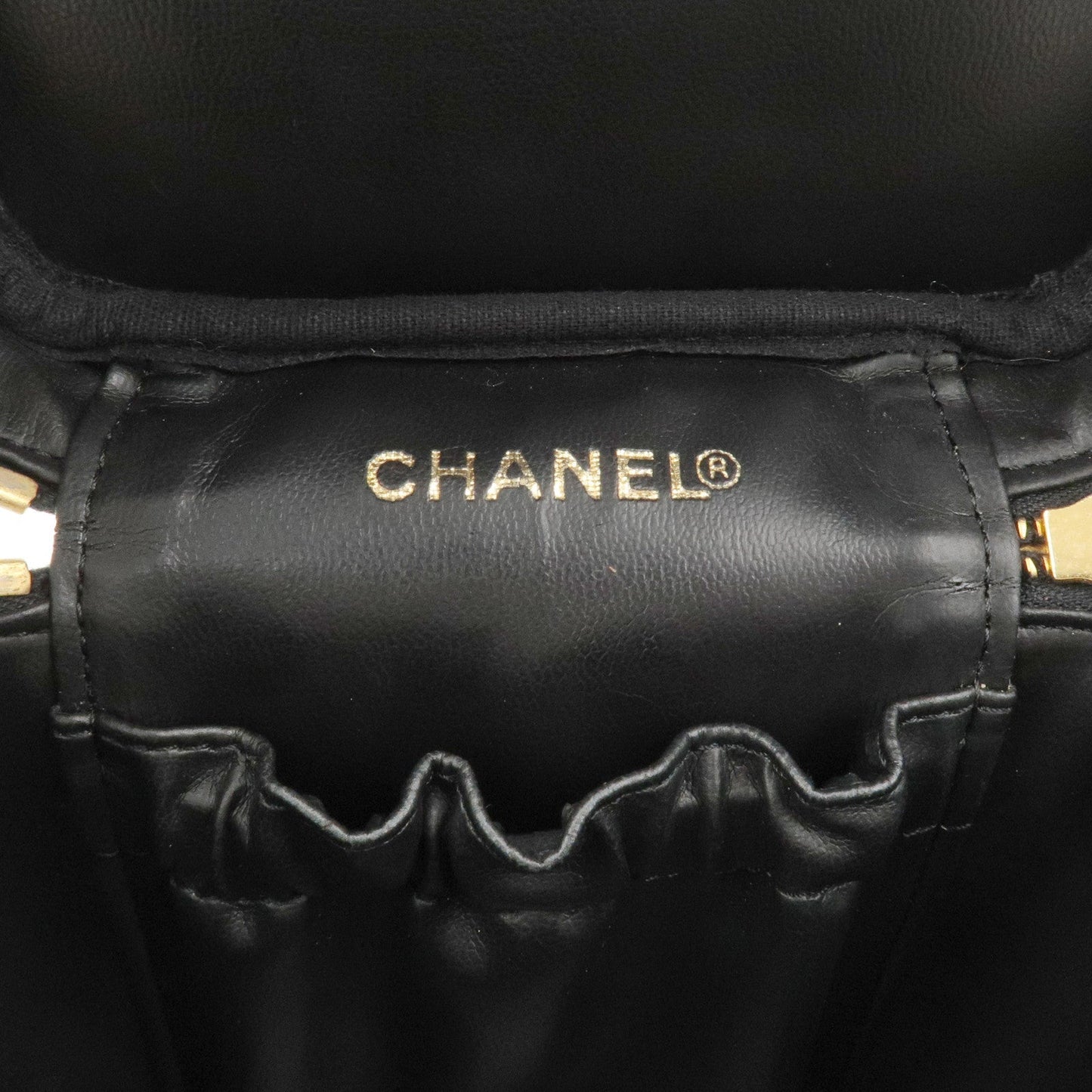 CHANEL Caviar Skin Vanity Bag Hand Bag Cosmetic Bag Black A01998