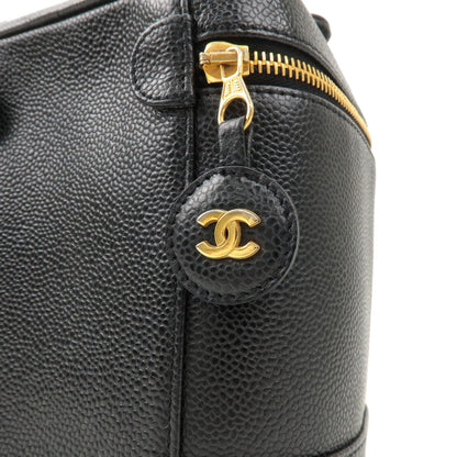 CHANEL Caviar Skin Vanity Bag Hand Bag Cosmetic Bag Black A01998