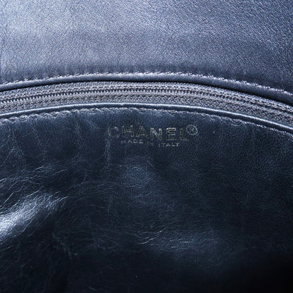 CHANEL Chocolate Bar Lamb Skin Chain Tote Bag Black