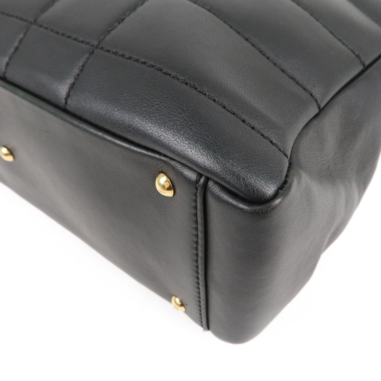 CHANEL Chocolate Bar Lamb Skin Chain Tote Bag Black