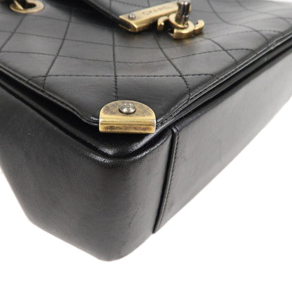 CHANEL Matelasse Lamb Skin Vintage Chain Shoulder Bag Black