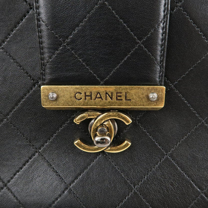 CHANEL Matelasse Lamb Skin Vintage Chain Shoulder Bag Black