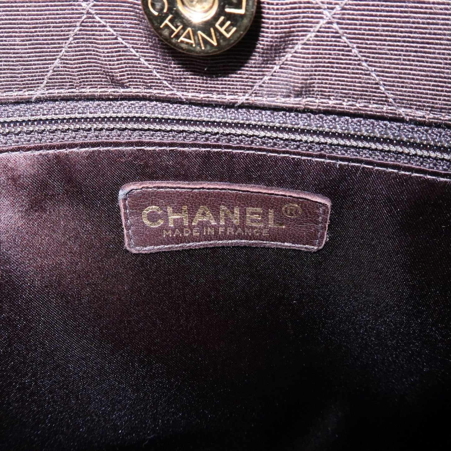 CHANEL Matelasse Nylon Canvas Chain Shoulder Bag Brown