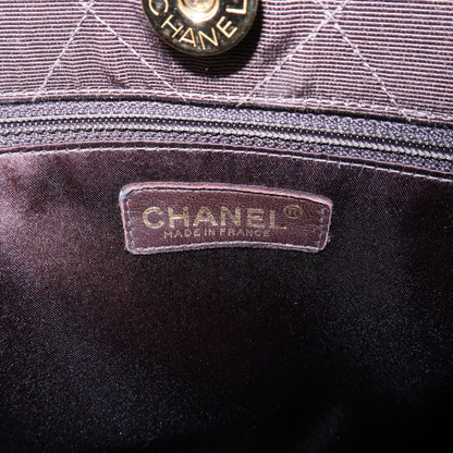 CHANEL Matelasse Nylon Canvas Chain Shoulder Bag Brown