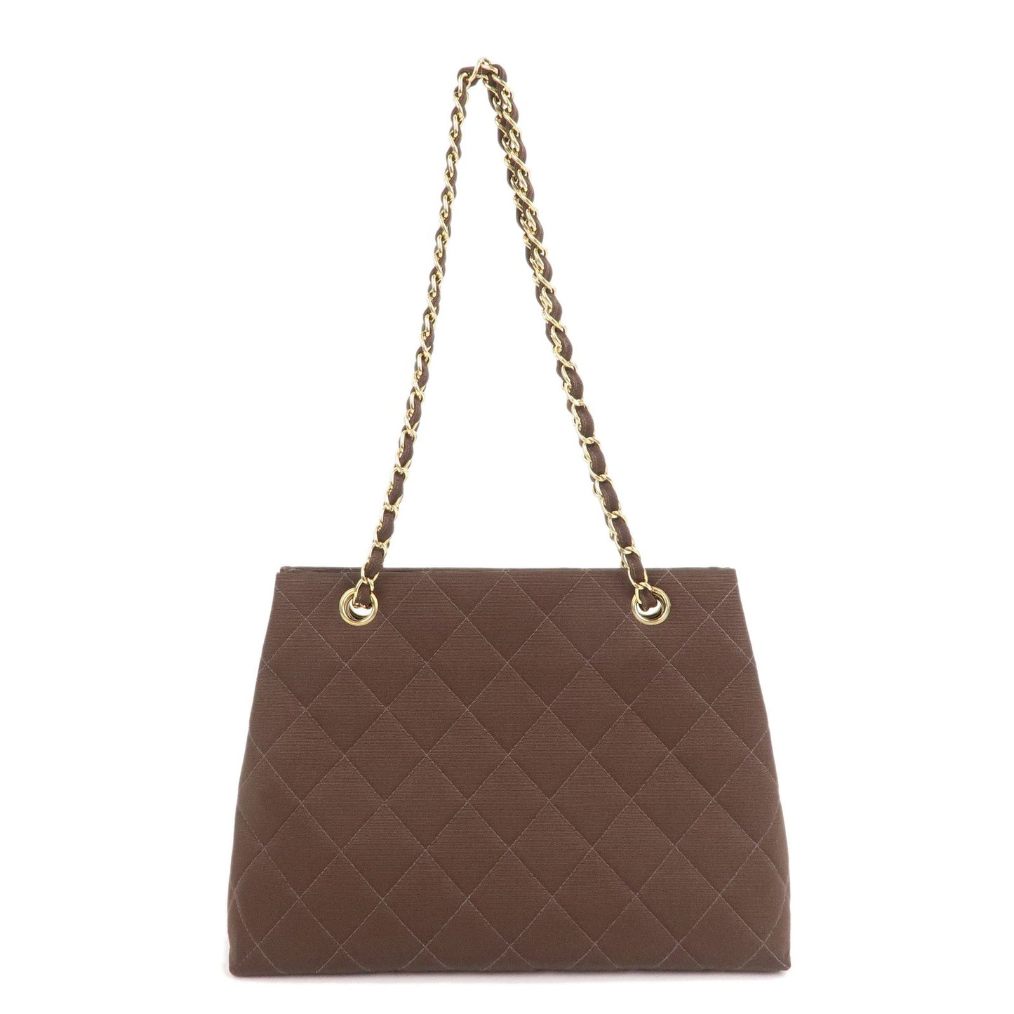 CHANEL Matelasse Nylon Canvas Chain Shoulder Bag Brown