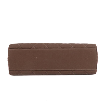 CHANEL Matelasse Nylon Canvas Chain Shoulder Bag Brown
