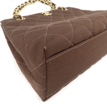 CHANEL Matelasse Nylon Canvas Chain Shoulder Bag Brown
