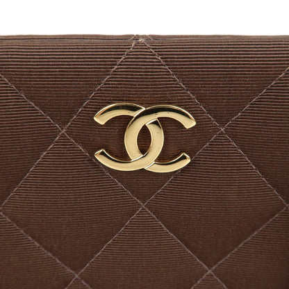 CHANEL Matelasse Nylon Canvas Chain Shoulder Bag Brown