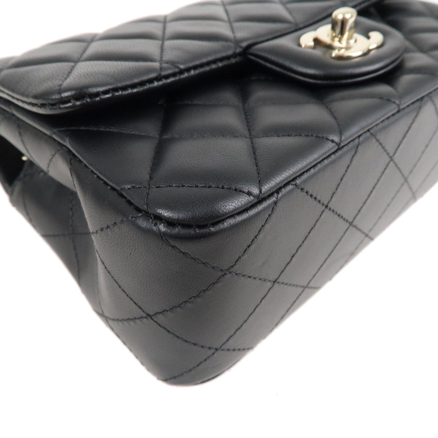 CHANEL Mini Matelasse Lamb Skin Chain Shoulder Bag Black A69900