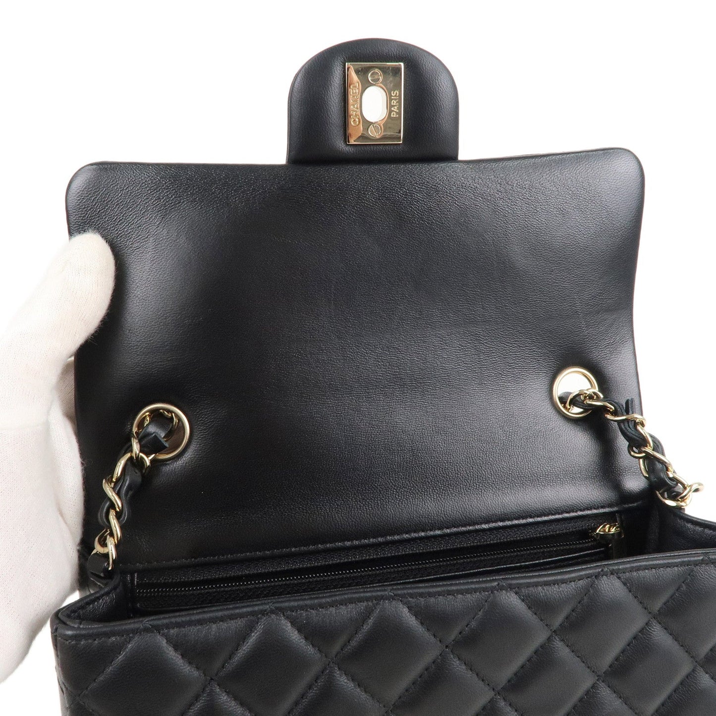 CHANEL Mini Matelasse Lamb Skin Chain Shoulder Bag Black A69900