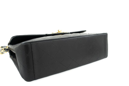 CHANEL Classic Large 13" Flap Chain Shoulder Bag Black Lambskin j71