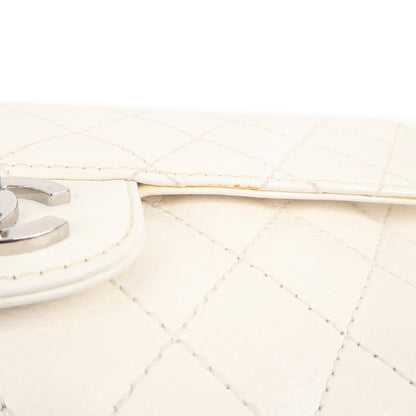 CHANEL Matelasse Caviar Skin Chain Shoulder Bag White