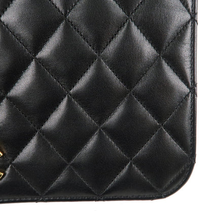 CHANEL Matelasse Lamb Skin Chain Shoulder Bag Black Gold HDW