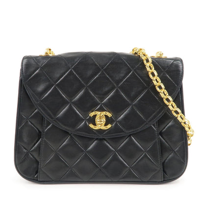 CHANEL Matelasse Lamb Skin Bijoux Chain Shoulder Bag Black
