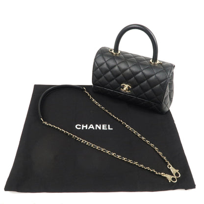 CHANEL Matelasse Caviar Skin COCO Handle 24 XS Bag Black A92990