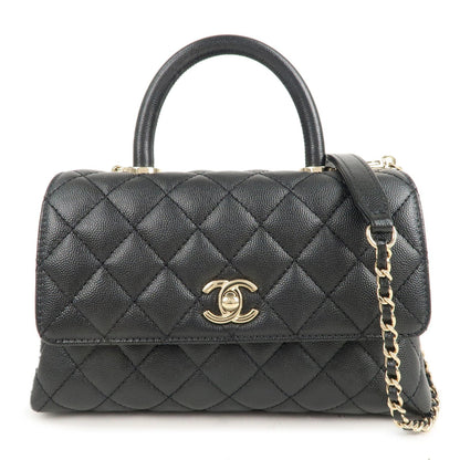 CHANEL Matelasse Caviar Skin COCO Handle 24 XS Bag Black A92990