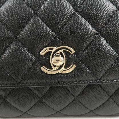 CHANEL Matelasse Caviar Skin COCO Handle 24 XS Bag Black A92990