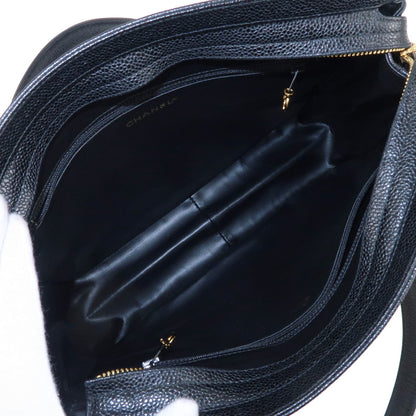 CHANEL Triple Coco Chain Caviar Skin Chain Tote Bag Black A03675