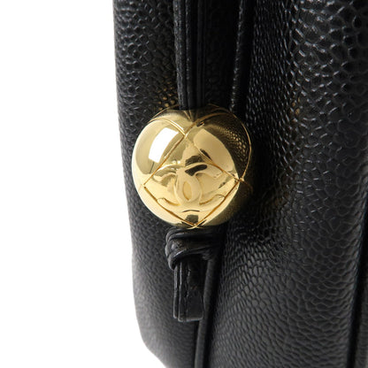 CHANEL Triple Coco Chain Caviar Skin Chain Tote Bag Black A03675