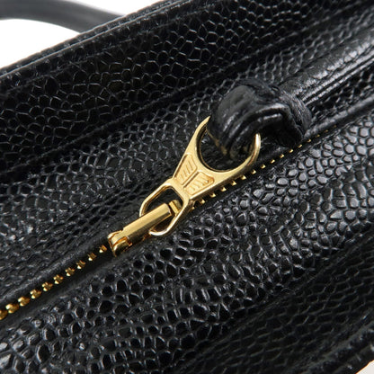 CHANEL Triple Coco Chain Caviar Skin Chain Tote Bag Black A03675