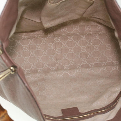 GUCCI Bamboo Hand Bag Leather 2way Pink Brown 282315 Auth 37362