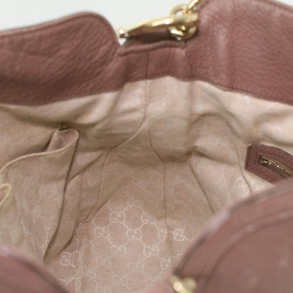 GUCCI Bamboo Hand Bag Leather 2way Pink Brown 282315 Auth 37362