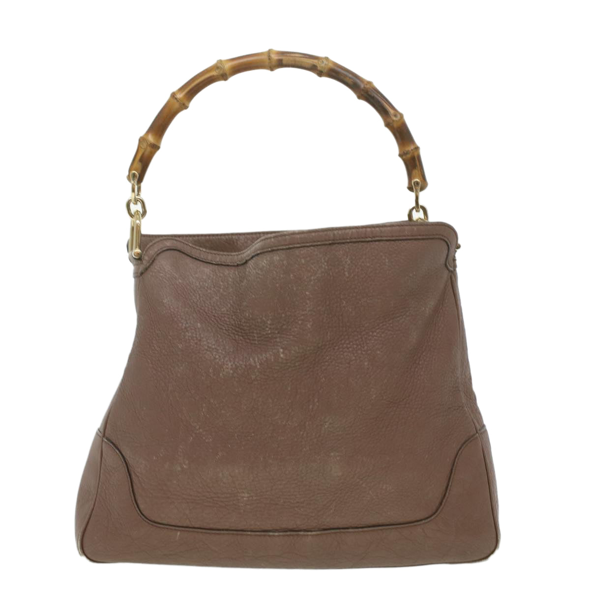 GUCCI Bamboo Hand Bag Leather 2way Pink Brown 282315 Auth 37362