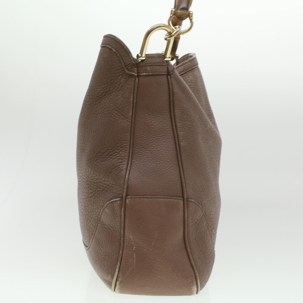 GUCCI Bamboo Hand Bag Leather 2way Pink Brown 282315 Auth 37362