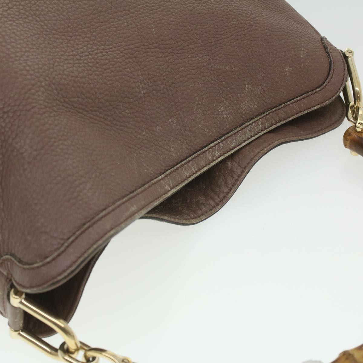 GUCCI Bamboo Hand Bag Leather 2way Pink Brown 282315 Auth 37362