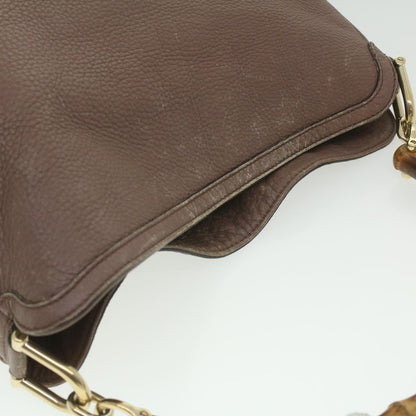 GUCCI Bamboo Hand Bag Leather 2way Pink Brown 282315 Auth 37362